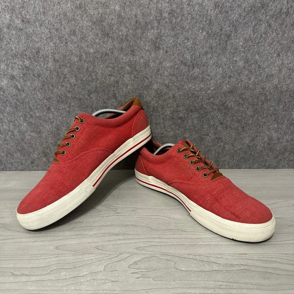 Polo Ralph Lauren Vaughn Sneakers‎ Mens 12 Red Burlap Suede Casual Low Top Shoes